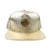 Capital Gains Men's Streetwear Ostrich Textured Gold Leather Hat Adjustable Strap Back Cap